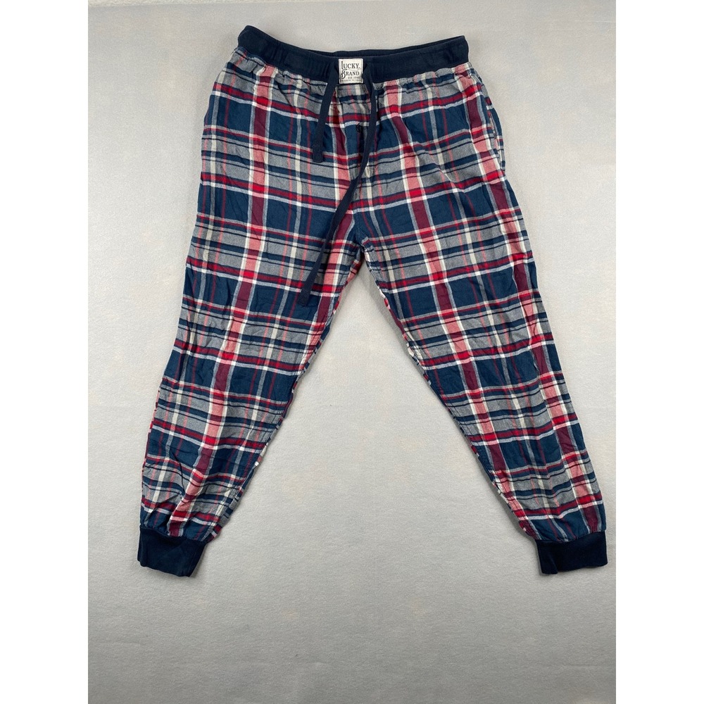 Lucky Brand Mens Red Blue Plaid Pajama Jogger Pants Sleepwear Size M